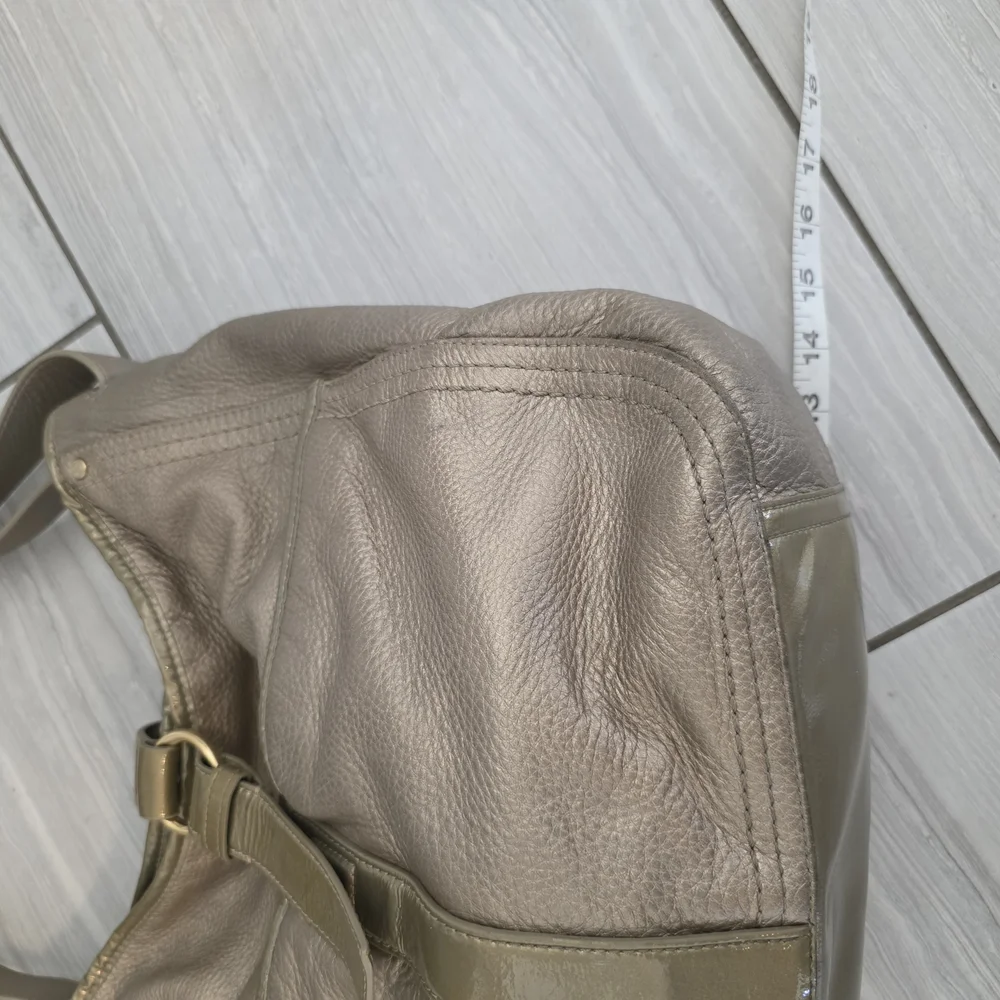 Cole Haan Metallic Taupe Leather Hobo Shoulder Bag